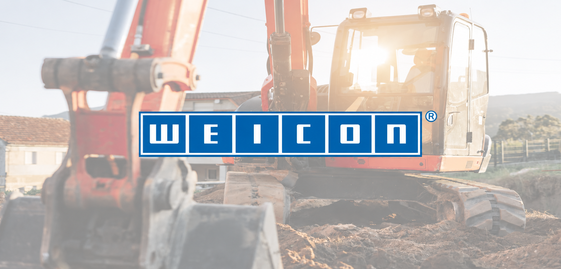 Excavadora industrial con logo WEICON